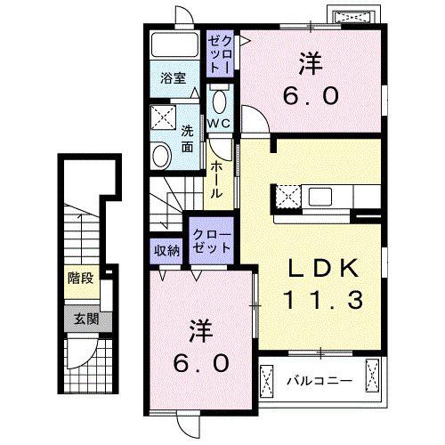 フレア SAKU(2LDK/2階)の間取り写真