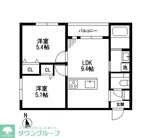 ミア流山(2LDK/1階)の間取り写真
