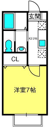 エヴァーガーデン(1K/2階)の間取り写真