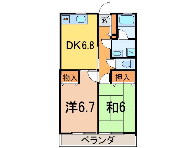 メゾンウィステリア(2DK/2階)の間取り写真