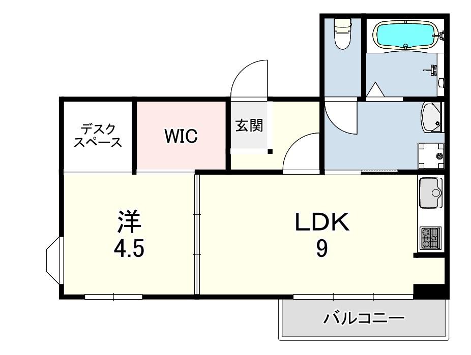 ヴィラ甲東園(1LDK/3階)の間取り写真