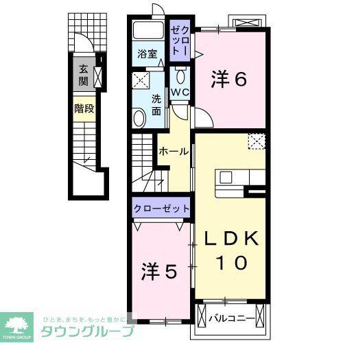 フェニックス(2LDK/2階)の間取り写真