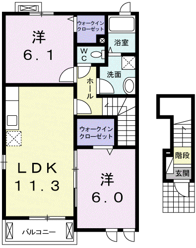 NKS12(2LDK/2階)の間取り写真