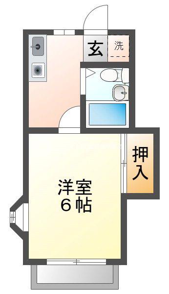 雅15ハイム(1K/2階)の間取り写真