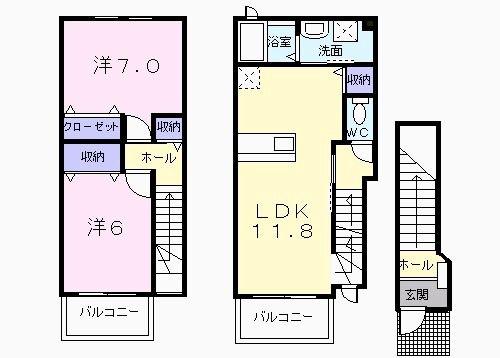 サンレージK(2LDK/2階)の間取り写真