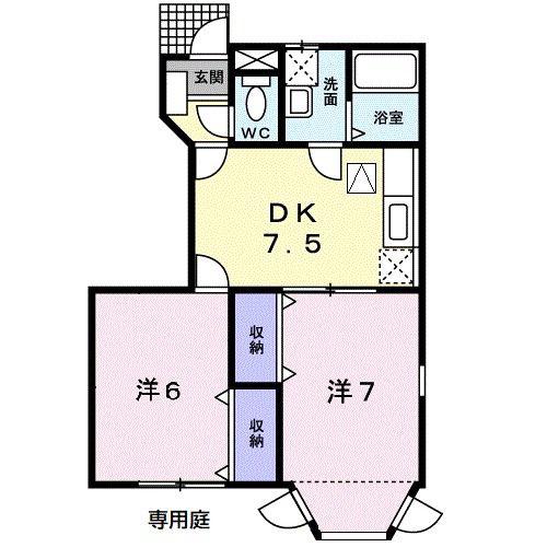 マロンハイムII(2DK/1階)の間取り写真
