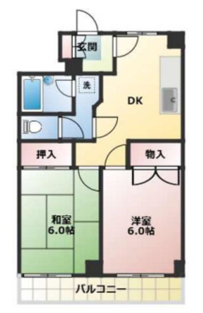 ドルフOZ-11(2DK/4階)の間取り写真