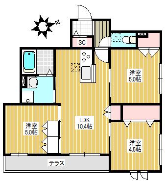 DOビル東長崎ヘーベルメゾン(3LDK/1階)の間取り写真