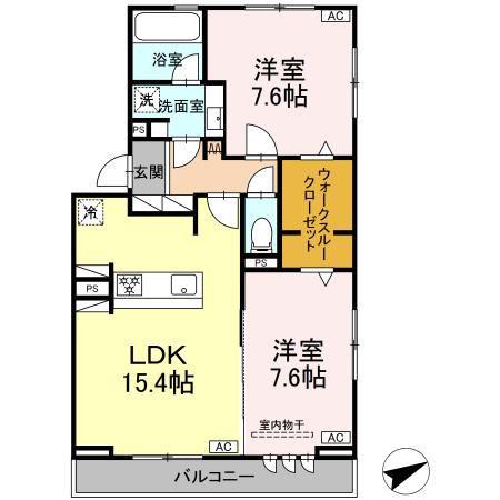 パークハイツ竜美(2LDK/3階)の間取り写真