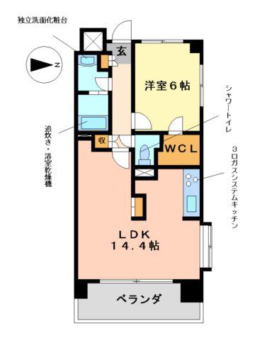 LA DOUCEUR山王(1LDK/9階)の間取り写真