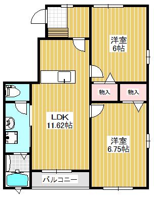 BEE HOME黒髪(2LDK/1階)の間取り写真