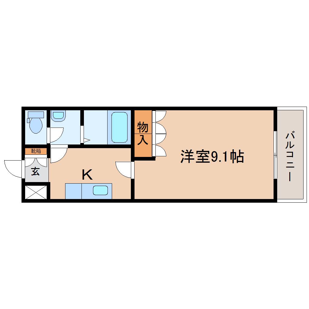 カーサフェリーチェ(1K/1階)の間取り写真