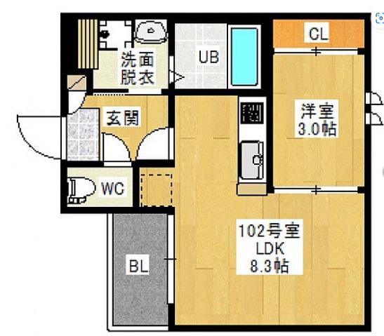REGALEST宇品神田Ⅰ(1LDK/1階)の間取り写真