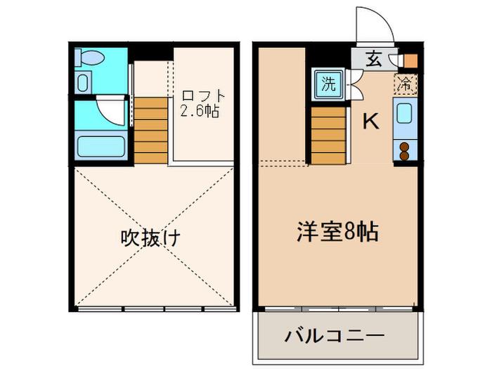 ドゥーエ新丸子(1K/2階)の間取り写真