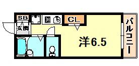 セジュール摩耶I(ワンルーム/1階)の間取り写真