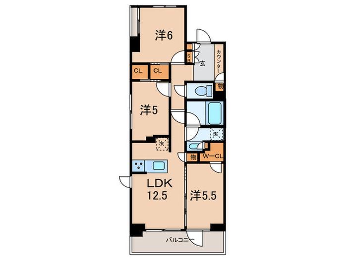 グランカーサ溝の口(3LDK/3階)の間取り写真
