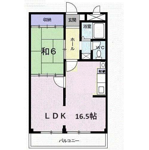 ナワダハイツ(1LDK/2階)の間取り写真