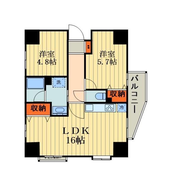 レーベンハイム浦和常盤(2LDK/1階)の間取り写真