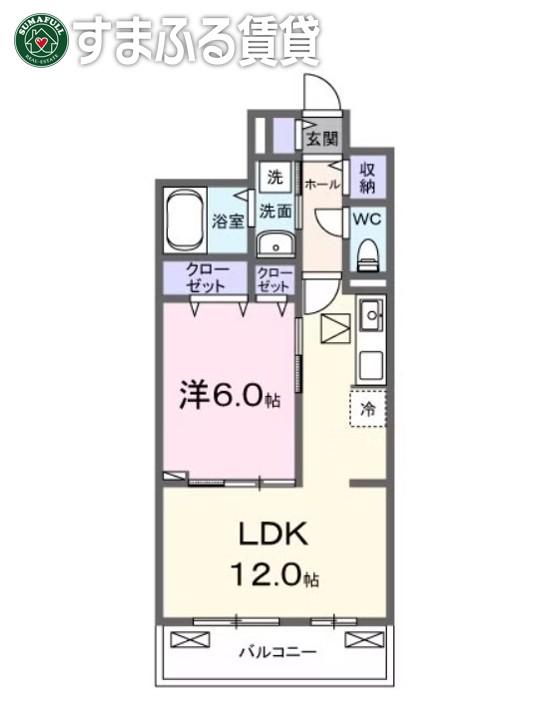 エレンシア(1LDK/1階)の間取り写真