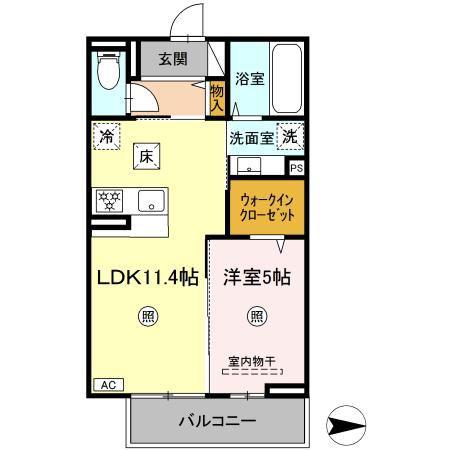 メゾン中筋(1LDK/1階)の間取り写真