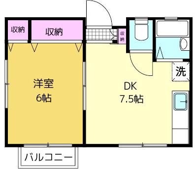 ハイツ菊住(1DK/2階)の間取り写真