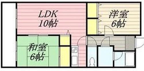 ハイツサンリバー(2LDK/3階)の間取り写真