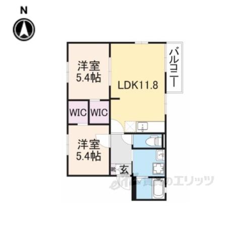 ベルドミールA棟(2LDK/1階)の間取り写真