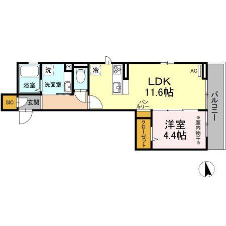 ラウレア(1LDK/3階)の間取り写真