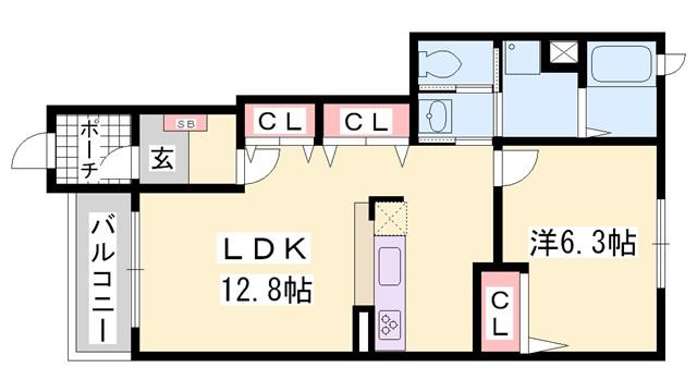 ミルト・アンジュII(1LDK/1階)の間取り写真