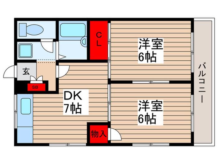 コーポCELG(2DK/2階)の間取り写真