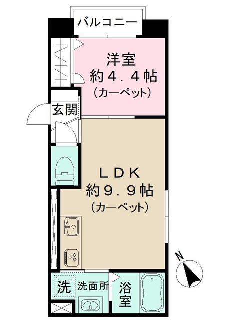ベルガット早稲田(1LDK/2階)の間取り写真