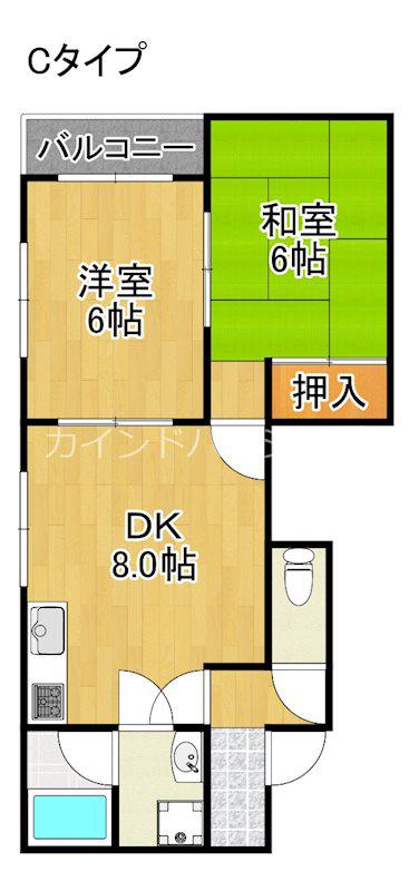 BLDさくら(2LDK/6階)の間取り写真