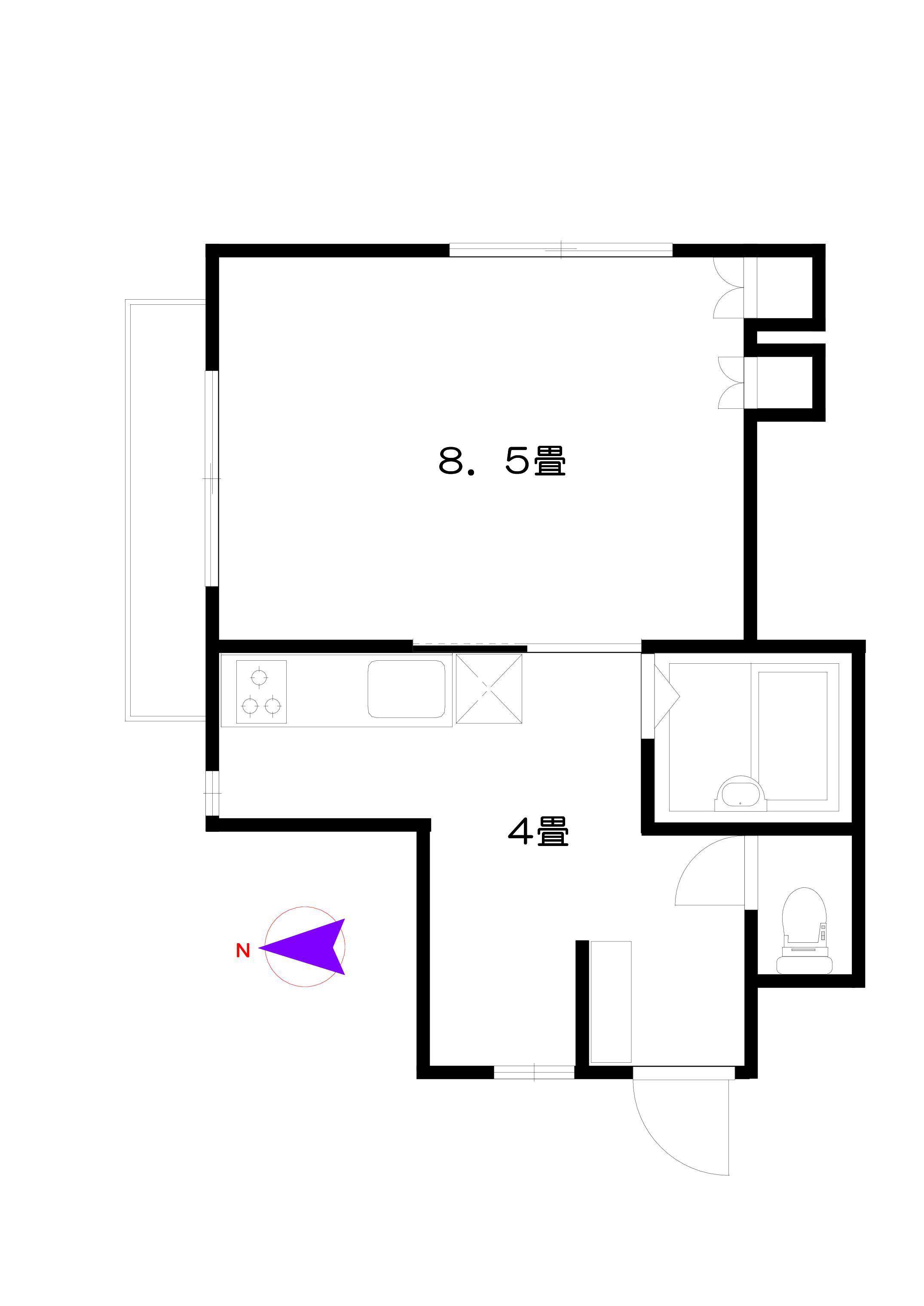 クレスト緑ヶ丘(1K/3階)の間取り写真