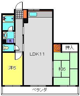VILLA OASIS(2LDK/1階)の間取り写真