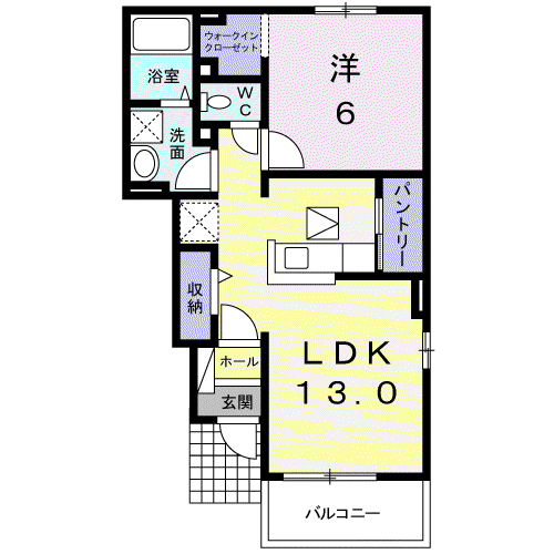 エアリーコートA(1LDK/1階)の間取り写真