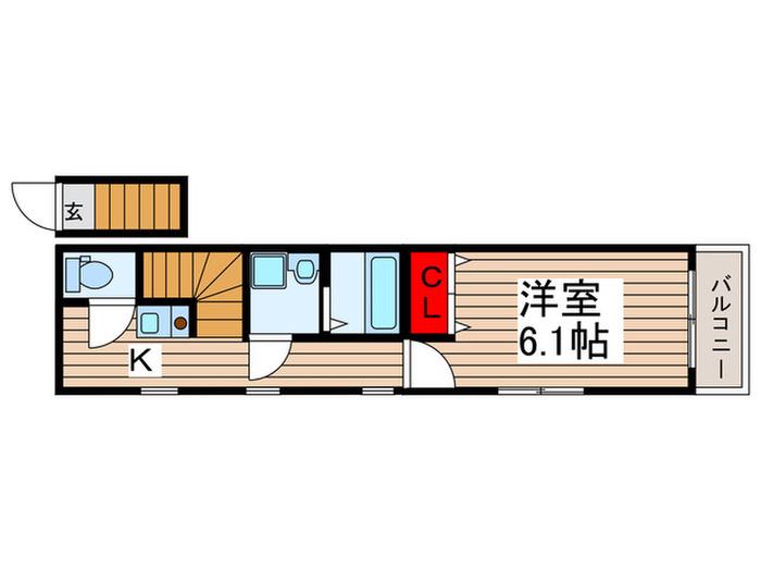 リバティコーポII(1K/2階)の間取り写真