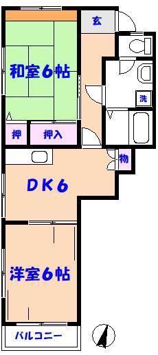 ピアウエストハウス(2DK/1階)の間取り写真