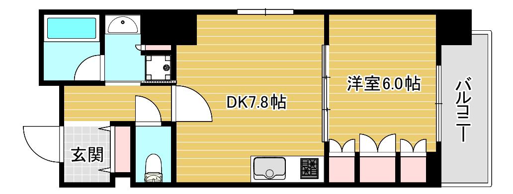 リーガル南堀江(1DK/2階)の間取り写真