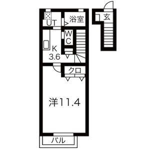 リュネール(1K/2階)の間取り写真