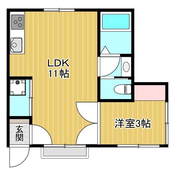 西武新宿線 東伏見駅 徒歩12分 2階建 築5年(1LDK/1階)の間取り写真
