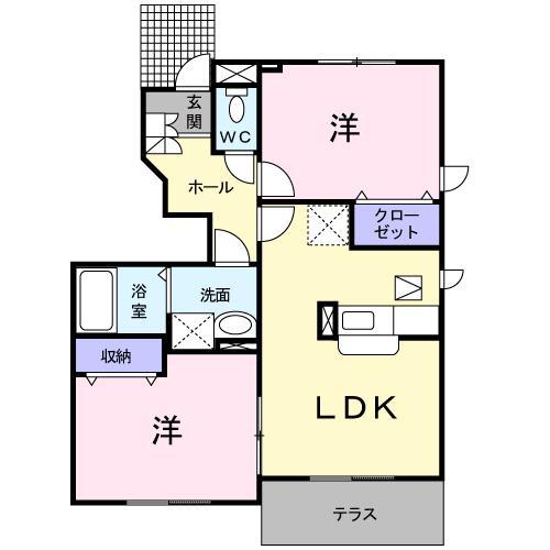 サンアルストロメリアA(2LDK/1階)の間取り写真