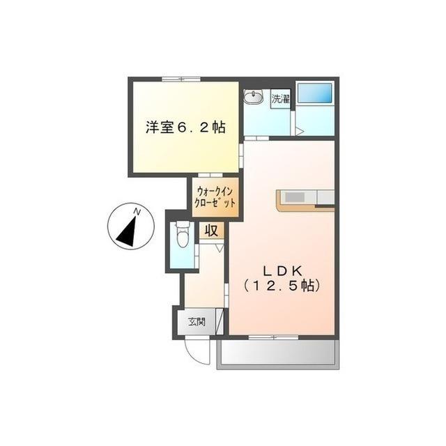 リーフ・ガーデン樹(1LDK/1階)の間取り写真