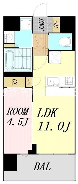 スプランディッド難波キャトル(1LDK/7階)の間取り写真