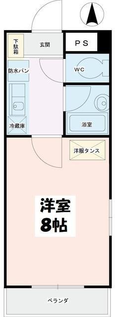 フェンテ多摩(1K/2階)の間取り写真