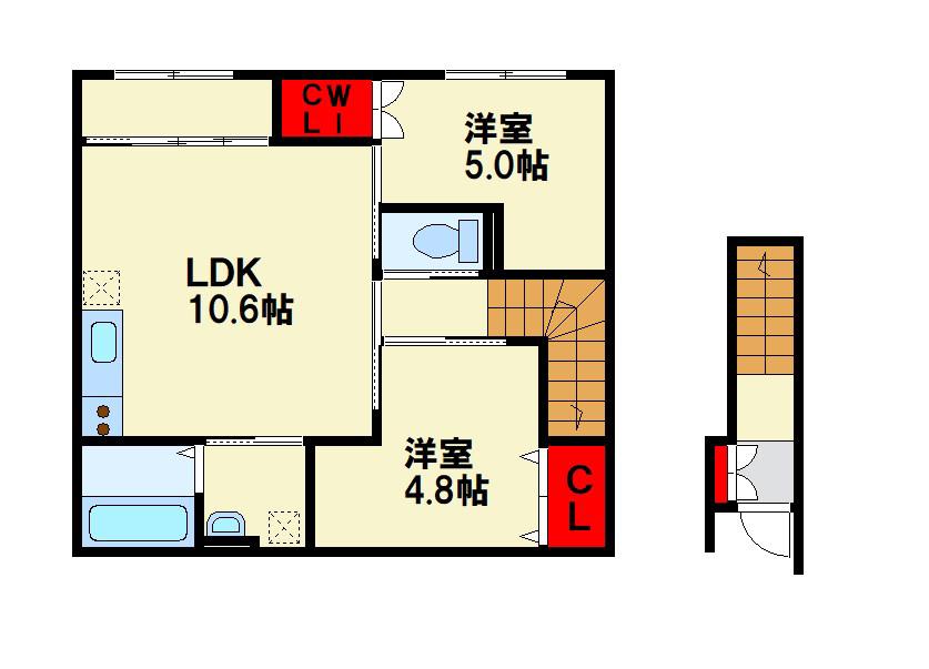 フォルモーサヒルズ(2LDK/2階)の間取り写真