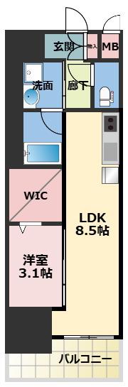 ALIVIS九条(1LDK/2階)の間取り写真