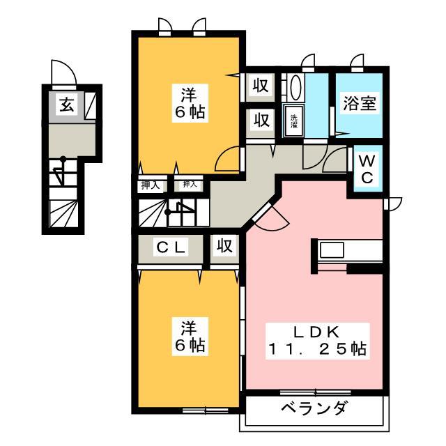 サンローズA(2LDK/2階)の間取り写真