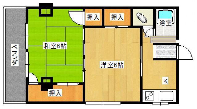 片岡ビル(2DK/4階)の間取り写真