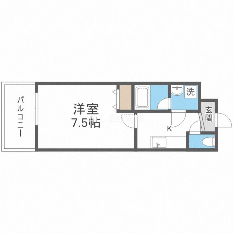 アルベージュ八戸ノ里I番館(1K/2階)の間取り写真
