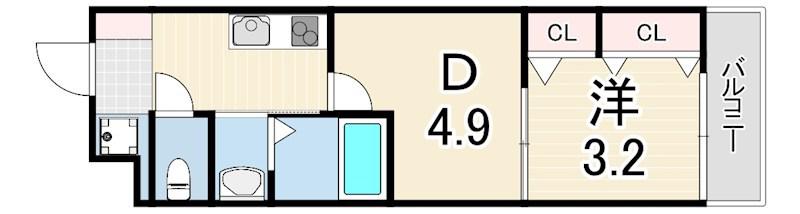 AILE上ヶ原(1DK/1階)の間取り写真